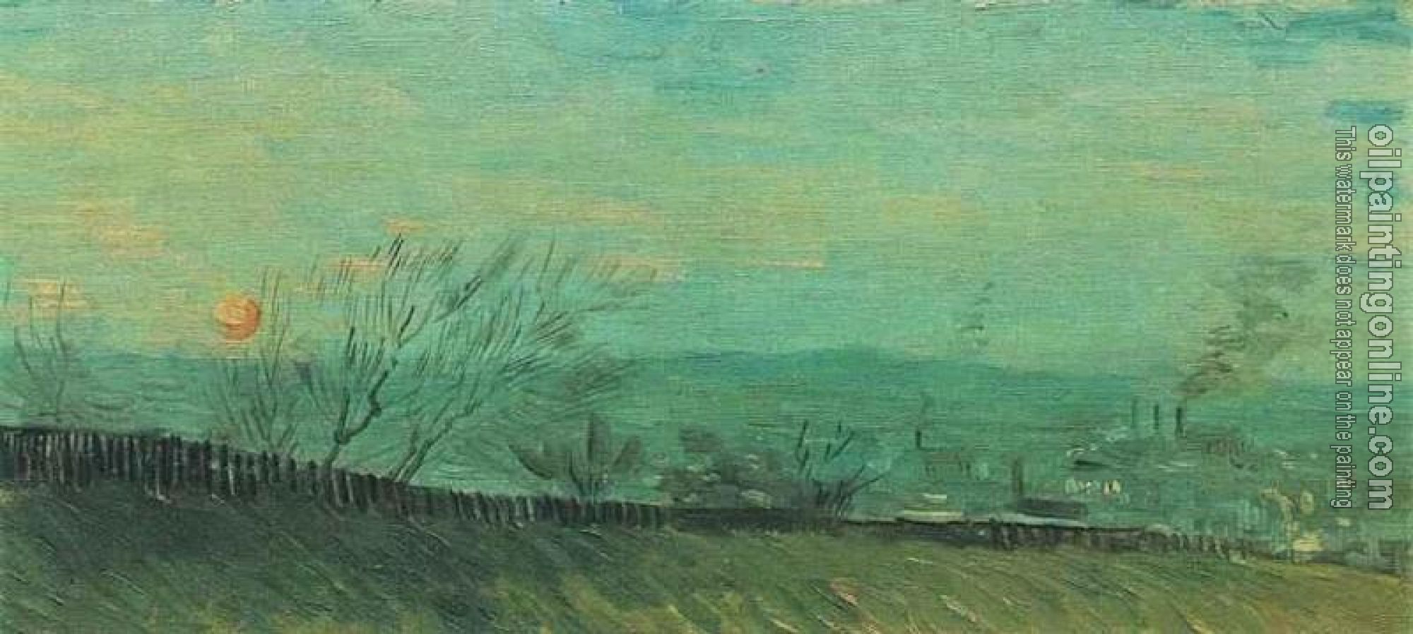 Gogh, Vincent van - Factories Seen from a Hillside in Moonlight